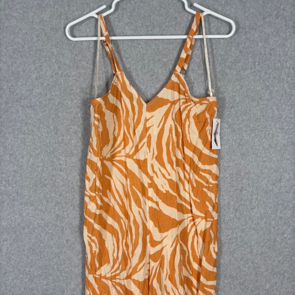 Jessica Simpson Jumpsuit Small Orange Cream Animal Zebra Wide Leg Crop Resort* - Picture 2 of 9